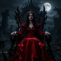 تصویرسازی گوتیک: دختری در لباس قرمز